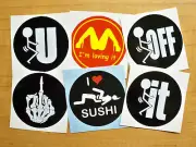6 Funny Hard Hat Stickers Im Loving It F-it Sushi Redneck Laborer Foreman Kit