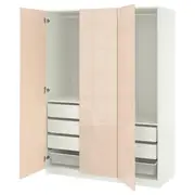 PAX / FARDAL wardrobe combination, white/high-gloss light orange, 150x60x201 cm