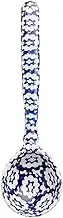 Spoon Large Ceramic Long Handle Round Ceramic Spoon Dinner Porcelain Asian Soup Spoons 1 Piece Cuchara(Blue)