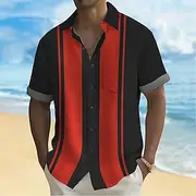 Men's Geometric Striped Shirt Summer Shirt Button Up Shirt Short Sleeve Fashion Casual Outdoor Vacation Dailywear Summer Spring Turndown 3D Print Collared Shir