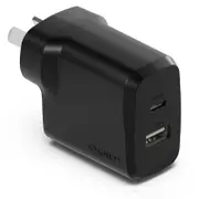 Cygnett PowerPlus 32W Dual Port 20W USB-C + 12W USB-A PD Fast Wall Charger Black [CY4773PDWCH]