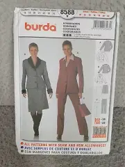 Burda Womens Suit Sewing Pattern 10-22 8588 Skirt Jacket Pants