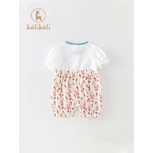 新生嬰兒衣服夏裝女寶寶可愛洋氣小兔子公主哈衣夏季短袖連體衣潮