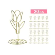 20 Pack Table Number Holder Photo Clips Tulip Shaped Sign Stand Name Card for Centerpieces Wedding Birthday Party Home Decoration