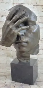 Big and beautiful Salvador Dali Masterpiece large bronze Head and Hand Statue