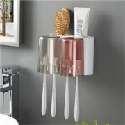 Boperzi Toothbrush Holder with 2 Cups - Wall Mounted Toothbrush and Toothpaste Holder Set for Kids, Dustproof Electric Toothbrush Organizer Razor Hanger with Super Sticky Suction Pad for Bathroom