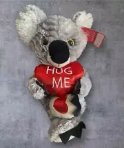 Valentines Koala Bear “ Hug Me” Heart Plush Stuffed Animal Gray New 12 Inches