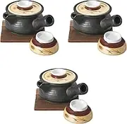 Set of 3 Black Matte Gold Saipine Teapot Shaped Dobins [6.9 x 4.7 x 2.6 inches (15 x 12 x 6.7 cm) (240cc)] | Setomonohonpo