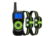 Dog Shock Collar for Dog with Remote,Rechargeable Electric Dog Collar with Beep,Vibration,Light,Shock,4 Training Mode,Waterproof Electronic Dog Collars for Large Small Medium Dogs Green2 Collars