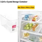 1/2/6x Fridge Pantry Kitchen Food Storage Organiser Container Clear Plastic 25CM