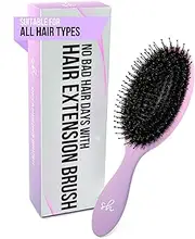 SimplyHair Ultimate Hair Extension Brush & Detangler Anti-Static, Dual Bristle Design, Soft Boar Bristle, Great for All Hair Types & Extensions - Pink & Purple Ombre Brush Ideal for Adults & Kids