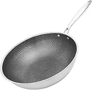 CRILSTYLEO Non Stick Wok Pan Lid 14 Inch Induction Frying Pot Everyday Pan for Stove