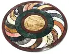 15" Round Marble Side Table Multi Gemstone Outdoor Furniture & Handmade Arts