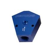 Aeroflow Billet Y-Block With 1/8" NPT Port - 1/2" To 1/2" Blue Finish
