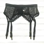 Youmita Women's Lace High Waist Wide Sides Adjustable Hook and Eye Garter Belt