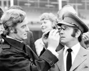 Michael Caine as Jack Carter and Ian Hendry as Eric Paice in his c- Old Photo