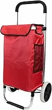 Foldable Shopping Trolley,Aluminium Frame Shopping Cart Luggage with Bags, Dolly Grocery Cart with Wide Cushion Handle (Red)