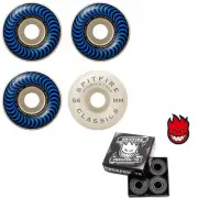 Spitfire Skateboard Wheels F4 Classics 101A Blue 56mm With Spitfire Bearings