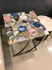 24" Multi Square Agate Coffee Table Top Kitchen Balcony Living Room Furniture