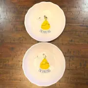 Rae Dunn Disney Beauty & the Beast Set of 2 "Enchanting" Belle Pasta Bowls - New