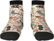 [JBYJBX] Dog Floral Print Adult Socks Womens Mens Workout Thermal Cozy All-Season Gift Holiday Articles Use