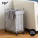 日本SQU+ SUN&WASSER鐵線摺疊洗衣籃/置物籃(附輪)-25L-多色可選