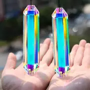 2Pcs 5" Large Suncatchers Crystal Prisms for Window Hanging Sun Catcher with Gla
