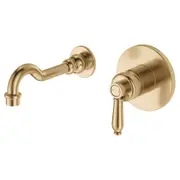 Fienza Eleanor Modern Vintage Urban Brass Solid Brass Round Wall Basin/Bath Mixer Set