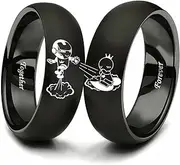 [AJZYX] Love You 3000 Couples Ring for Him and Her Captured by Your Love Forever Together Lovers Ring Anniversary Promise Wedding Band Black Stainless Steel Size 5-13