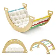 Babyjoy Kids Climbing Arch & Rocker Wooden Children Climbing Frame w/Cushion Indoor Outdoor Colorful