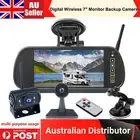 Wireless 7" Quad Split Mirror Monitor DVR Reverse Backup Cameras For Caravan VAN