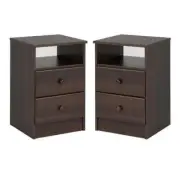 Home Square 2-Piece Furniture 2-Drawer Nightstand Set in Espresso