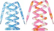 [YiyiLai] 2 Pairs 8mm Casual Shoes Flat Shoelaces for Men Women Adults Kids Shoestrings, Flat Trainer Shoelaces Replacements Coloured Shoestrings