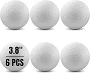Round Foam Balls for Crafts | 6 Pcs of 3.8-Inch White Craft Foam (XPS) for Arts Small Foam Balls for School Projects and DIY Crafts | Round Balls 6 Pack of Foam Craft Spheres | Hygloss