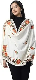 [Zamour] Kashmiri Shawl for Women, Pashmina Style Fine Indian Embroidery Wool Shawls for Winter