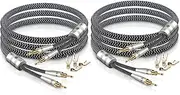 SKW High End WG Series A Pair Speaker Cable with Convertible Banana and Spade Plugs 9.8ft/3m (2 Cables)