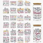 Dorsbaby 24pcs Christian Quotations UV DTF Cup Wrap for Glass Series UV DTF Cup Wraps for 16OZ Glass, Decorative Cups, Bottles, etc., Crafts, DIY Art Supplies Packaging Transfer Paper