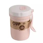 2Pcs 300Ml Wheat Fiber Coffee Cup Double-Wall Insulation Office Leakproof Milk Mug With Lid
