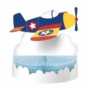 Lil Flyer Airplane Honeycomb Shaped Centerpiece 12" x 9" Paper Planes Decor