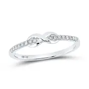 14kt White Gold Round Diamond Infinity Knot Stackable Band Ring 1/10 Cttw