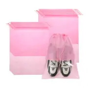 12pcs Travel Shoe Bags Non-Woven Drawstring Organizers Bags, Pink