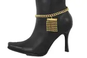 Fun Women Gold Chain Boot Bracelet Anklet Shoe Charm Bling Jewelry Fringes Balls