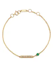 Bloomingdale's Fine Collection Emerald & Diamond Chain Link Bracelet in 14K Yellow Gold