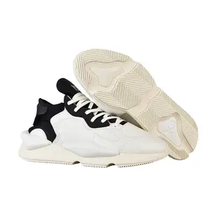Adidas Y-3 KAIWA白字LOGO皮革拼接紡織運動鞋(白x黑)