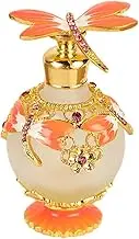 Dragonfly Perfume Bottle Refillable and Eco-Friendly Elegant and Beautiful Dragonfly Decorative Glass Perfume Bottle, Orange