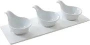 Luxshiny Set of 4 Sauce Spoons Plate Ceramic Sauce Dish for Steak Gooseneck Spoons Kitchen Utensils