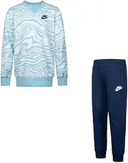 [Nike] Complete suit - sweatshirt with round neckline, trousers with elastic waistband, logging, light blue/blue