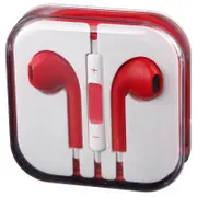 Handsfree Headphone Earphone w/ Mic 3.5mm Connector Jack - Red