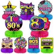 9-Piece 80's Retro Party Supplies – 1980s Honeycomb Table Centerpieces