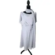 Azazie Keely Dress Dusty Blue Formal Dress Women's Size 16 Built-in Bra